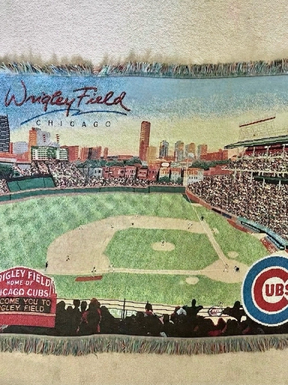 Chicago Cubs Wrigley Field throw blanket tapestry 48x60